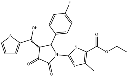 (E)-ethyl 2-(2-(4-fluorophenyl)-3-(hydroxy(thiophen-2-yl)methylene)-4,5-dioxopyrrolidin-1-yl)-4-methylthiazole-5-carboxylate Structure