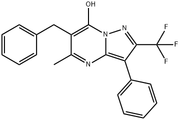 6-benzyl-5-methyl-3-phenyl-2-(trifluoromethyl)pyrazolo[1,5-a]pyrimidin-7-ol Structure