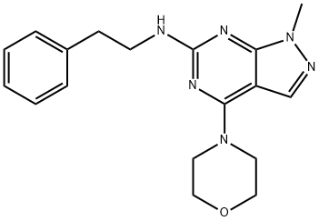 1-methyl-4-(morpholin-4-yl)-N-(2-phenylethyl)-1H-pyrazolo[3,4-d]pyrimidin-6-amine,897619-55-5,结构式