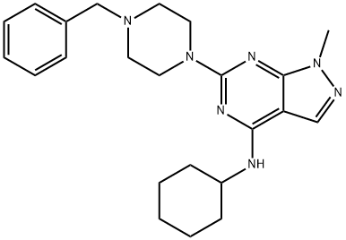 6-(4-benzylpiperazin-1-yl)-N-cyclohexyl-1-methyl-1H-pyrazolo[3,4-d]pyrimidin-4-amine Struktur