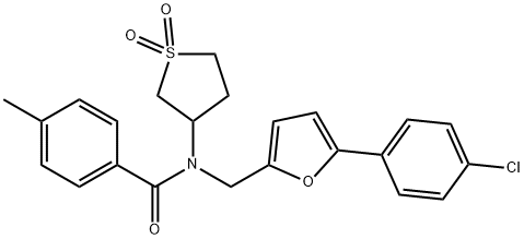 N-{[5-(4-chlorophenyl)-2-furyl]methyl}-N-(1,1-dioxidotetrahydro-3-thienyl)-4-methylbenzamide Struktur