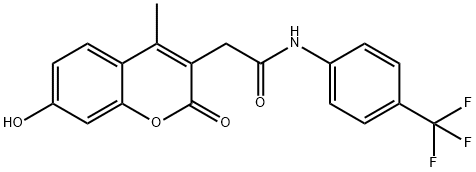 2-(7-hydroxy-4-methyl-2-oxo-2H-chromen-3-yl)-N-[4-(trifluoromethyl)phenyl]acetamide 结构式
