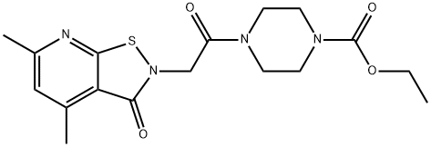 Ethyl 4-(2-(4,6-dimethyl-3-oxoisothiazolo[5,4-b]pyridin-2(3H)-yl)acetyl)piperazine-1-carboxylate, 902589-96-2, 结构式