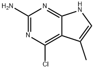 4-CHLORO-5-METHYL-7H-PYRROLO[2,3-D]PYRIMIDIN-2-AMINE, 90358-16-0, 结构式
