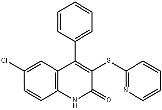6-chloro-4-phenyl-3-(pyridin-2-ylsulfanyl)quinolin-2(1H)-one Structure