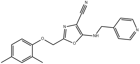 2-[(2,4-dimethylphenoxy)methyl]-5-[(pyridin-4-ylmethyl)amino]-1,3-oxazole-4-carbonitrile Structure