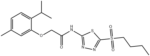 N-[5-(butylsulfonyl)-1,3,4-thiadiazol-2-yl]-2-[5-methyl-2-(propan-2-yl)phenoxy]acetamide 结构式