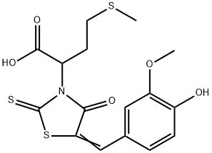 2-[5-(4-hydroxy-3-methoxybenzylidene)-4-oxo-2-thioxo-1,3-thiazolidin-3-yl]-4-(methylsulfanyl)butanoic acid,90812-42-3,结构式