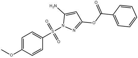 Benzoic acid 5-amino-1-(4-methoxy-benzenesulfonyl)-1H-pyrazol-3-yl ester Structure