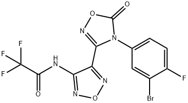 N-(4-(4-(3-溴-4-氟苯基)-5-氧代-4,5-二氢-1,2,4-噁二唑-3-基)-1,2,5-噁二唑-3-基)-2,2,2-三氟乙酰胺, 914471-60-6, 结构式