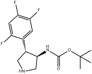 [(3R,4S)-4-(2,4,5-trifluorophenyl)pyrrolidin-3-yl]carbamic acid tert-butyl ester, 915100-83-3, 结构式