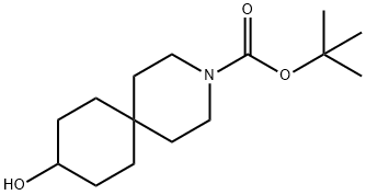 9-Hydroxy-3-aza-spiro[5.5]undecane-3-carboxylic acid tert-butyl ester Struktur