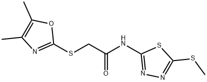 2-[(4,5-dimethyl-1,3-oxazol-2-yl)thio]-N-[5-(methylthio)-1,3,4-thiadiazol-2-yl]acetamide Struktur