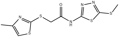 2-[(4-methyl-1,3-thiazol-2-yl)thio]-N-[5-(methylthio)-1,3,4-thiadiazol-2-yl]acetamide Struktur