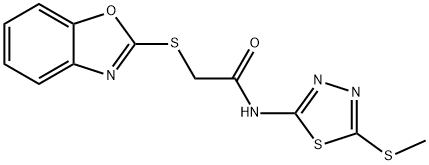 2-(1,3-benzoxazol-2-ylthio)-N-[5-(methylthio)-1,3,4-thiadiazol-2-yl]acetamide Struktur