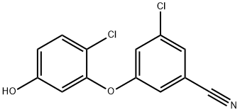 3-クロロ-5-(2-クロロ-5-ヒドロキシフェノキシ)ベンゾニトリル 化学構造式