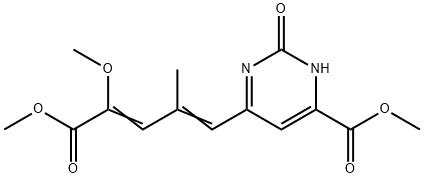 methyl 6-[(1E,3Z)-4,5-dimethoxy-2-methyl-5-oxopenta-1,3-dien-1-yl]-2-hydroxypyrimidine-4-carboxylate 结构式
