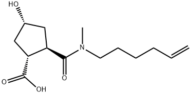 (1R,2R,4R)-2-(hex-5-enyl-methyl-carbamoyl)-4-hydroxy-cyclopentanecarboxylic acid 化学構造式