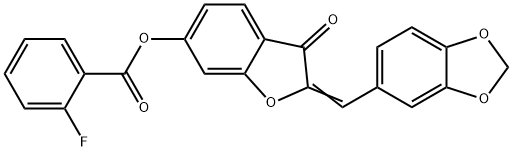 2-(1,3-benzodioxol-5-ylmethylene)-3-oxo-2,3-dihydro-1-benzofuran-6-yl 2-fluorobenzoate 结构式