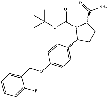 (2R,5S)-tert-butyl 2-(4-(2-fluorobenzyloxy)phenyl)-5-carbamoylpyrrolidine-1-carboxylate 结构式