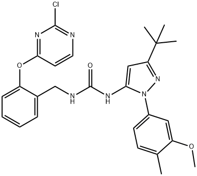 1-(3-(tert-Butyl)-1-(3-methoxy-4-methylphenyl)-1H-pyrazol-5-yl)-3-(2-((2-chloropyrimidin-4-yl)oxy)benzyl)urea Structure