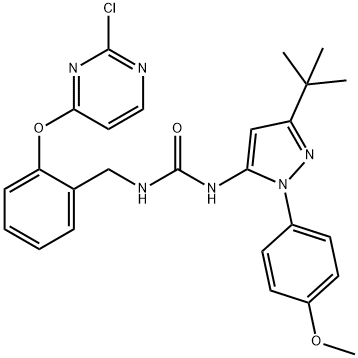 1-(3-(tert-Butyl)-1-(4-methoxyphenyl)-1H-pyrazol-5-yl)-3-(2-((2-chloropyrimidin-4-yl)oxy)benzyl)urea Structure