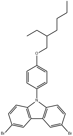 3,6-ジブロモ-9-[4-(2-エチルヘキシルオキシ)フェニル]-9H-カルバゾール 化学構造式