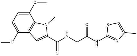 4,7-dimethoxy-1-methyl-N-(2-{[(2E)-4-methyl-1,3-thiazol-2(3H)-ylidene]amino}-2-oxoethyl)-1H-indole-2-carboxamide Structure