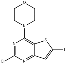 4-(2-chloro-6-iodothieno[3,2-d]pyrimidin-4-yl)morpholine 化学構造式