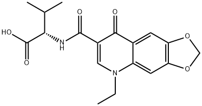 (2S)-2-[(5-ethyl-8-oxo-[1,3]dioxolo[4,5-g]quinoline-7-carbonyl)amino]-3-methyl-butanoic acid Struktur