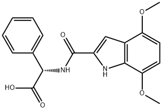(2S)-2-[(4,7-dimethoxy-1H-indol-2-yl)formamido]-2-phenylacetic acid Struktur