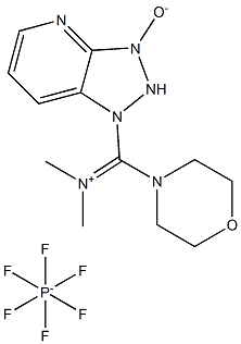 N-methyl-N-[4-morpholinyl(3-oxido-1H-1,2,3-triazolo[4,5-b]pyridin-1-yl)methylene]methanaminium, hexafluorophosphate Struktur