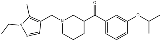 (1-((1-乙基-5-甲基-1H-吡唑-4-基)甲基)哌啶-3-基)(3-异丙氧基苯基)甲酮, 958847-75-1, 结构式