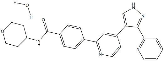4-{4-[3-(Pyridin-2-yl)-1H-pyrazol-4-yl]-pyridin-2-yl}-N-(tetrahydro-2H-pyran-4-yl)benzamide hydrate Structure