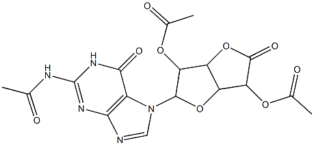 2-[2-(acetylamino)-6-oxo-1,6-dihydro-7H-purin-7-yl]-5-oxohexahydrofuro[3,2-b]furan-3,6-diyl diacetate Structure