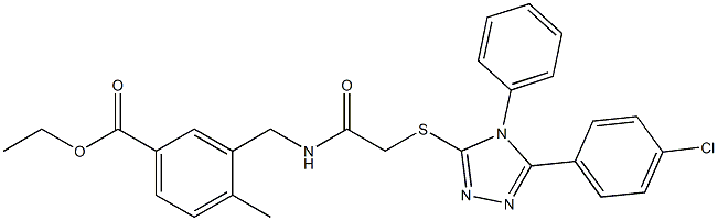 ethyl 3-((2-((5-(4-chlorophenyl)-4-phenyl-4H-1,2,4-triazol-3-yl)thio)acetamido)methyl)-4-methylbenzoate