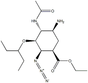 Ethyl (1R,2R,3S,4R,5S)-4-acetamido-5-amino-2-azido-3- (1-ethylpropoxy)cyclohexanecarboxylate Structure