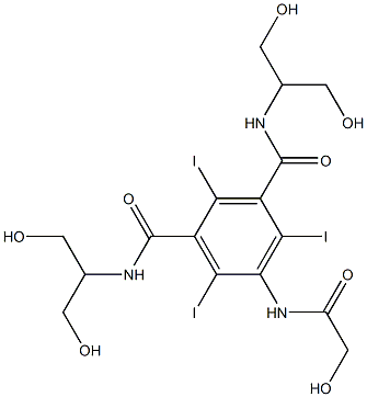5-[(hydroxyacetyl)amino]-N,N'-bis[2-hydroxy-1-(hydroxymethyl)ethyl]-2,4,6-triiodobenzene-1,3-dicarboxamide Structure