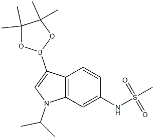 N-(1-isopropyl-3-(4,4,5,5-tetramethyl-1,3,2-dioxaborolan-2-yl)-1H-indol-6-yl)methanesulfonamide Struktur