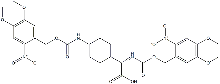 (S)-2-((4,5-dimethoxy-2-nitrobenzyloxy)carbonylamino)-2-((1s,4R)-4-((4,5-dimethoxy-2-nitrobenzyloxy)carbonylamino)cyclohexyl)acetic acid Structure