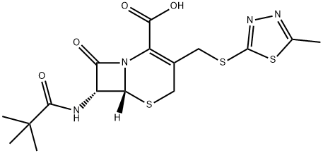(6R,7R)-7-[(2,2-dimethylpropanoyl)amino]-3-[[(5-methyl-1,3,4-thiadiazol-2-yl)sulfanyl]methyl]-8-oxo-5-thia-1-azabicyclo[4.2.0]oct-2-ene-2-carboxylic acid Struktur