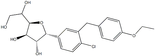 (3R,4R,5R)-2-(4-chloro-3-(4-ethoxybenzyl)phenyl)-5-((R)-1,2-dihydroxyethyl)tetrahydrofuran-3,4-diol Structure