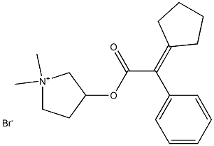 3-(2-cyclopentylidene-2-phenylacetoxy)-1,1-dimethylpyrrolidin-1-ium bromide Struktur