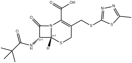 (6R,7R)-3-(((5-methyl-1,3,4-thiadiazol-2-yl)thio)methyl)-8-oxo-7-pivalamido-5-thia-1-azabicyclo[4.2.0]oct-2-ene-2-carboxylic acid Structure