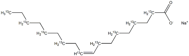 油酸-2,4,6,8,10,12,14,16,18-13C9 钠盐,,结构式