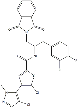 5-chloro-4-(4-chloro-1-methyl-1H-pyrazol-5-yl)-N-((S)-1-(3,4-difluorophenyl)-3-(1,3-dioxoisoindolin-2-yl)propan-2-yl)furan-2-carboxamide Structure