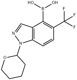 1-(tetrahydro-2H-pyran-2-yl)-5-(trifluoromethyl)-1H-indazol-4-ylboronic acid Structure