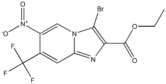 3-Bromo-6-nitro-7-trifluoromethyl-imidazo[1,2-a]pyridine-2-carboxylic acid ethyl ester 化学構造式