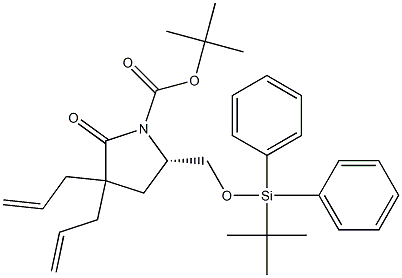(S)-tert-butyl 3,3-diallyl-5-((tert-butyldiphenylsilyloxy)methyl)-2-oxopyrrolidine-1-carboxylate Structure