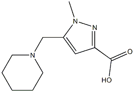 1-methyl-5-(piperidin-1-ylmethyl)-1H-pyrazole-3-carboxylic acid Struktur